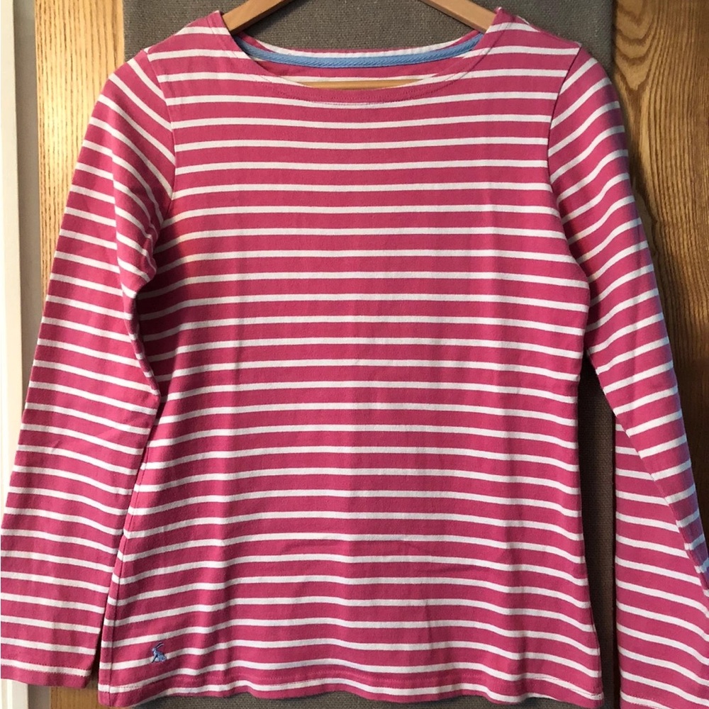 Pink and White Striped Long Sleeve Shirt